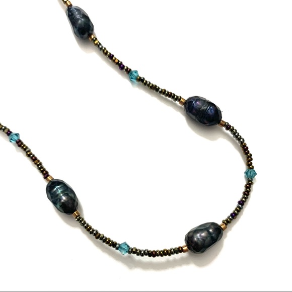 HANDCRAFT Pearl and Glass Beaded Choker Necklace - Picture 2 of 2